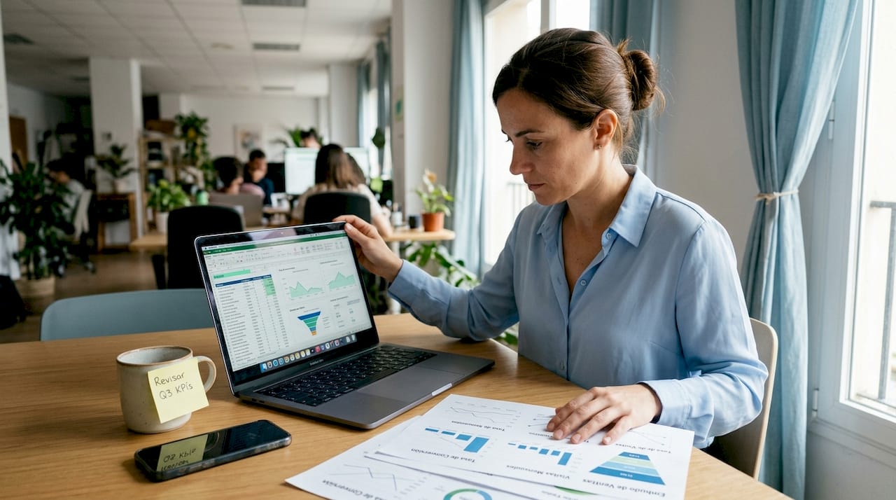 Directora analizando los resultados de conversión en canales digitales