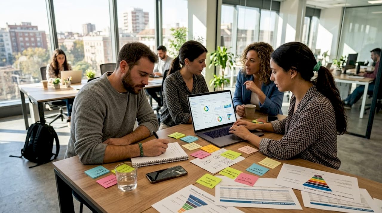 Equipo revisando la estrategia para mejorar la conversión