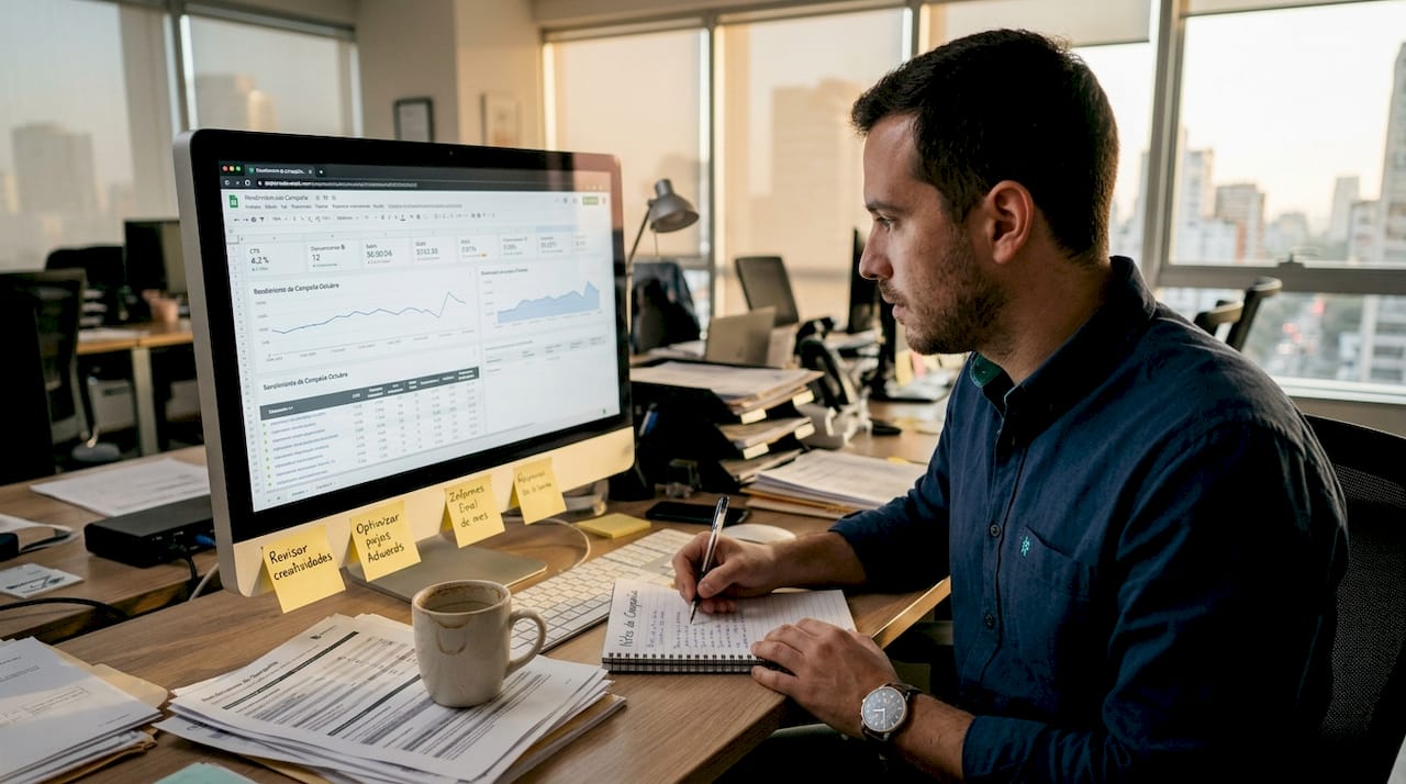 Profesional analizando los resultados de campañas digitales