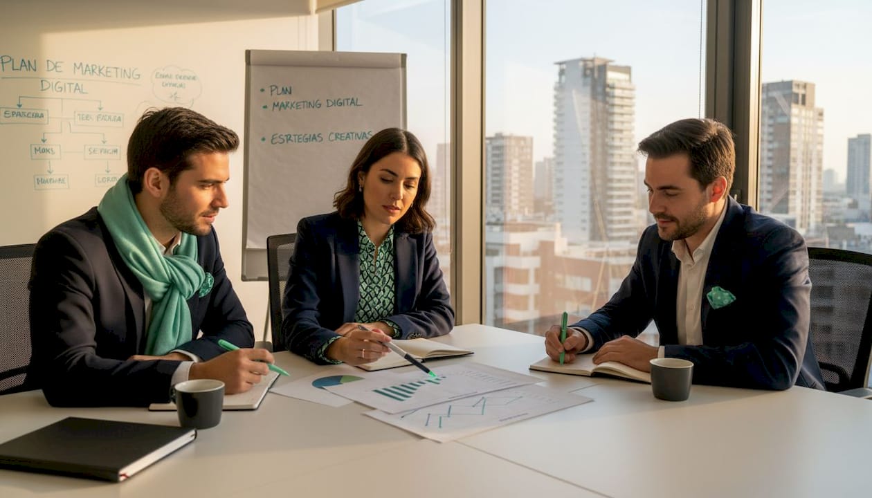 El equipo se reúne para definir la estrategia del plan de generación de demanda.