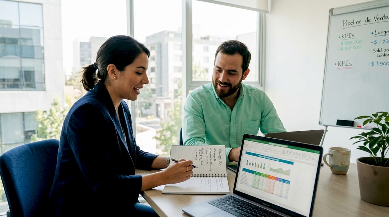 El equipo comercial y de marketing se encuentra reunido para coordinar estrategias.