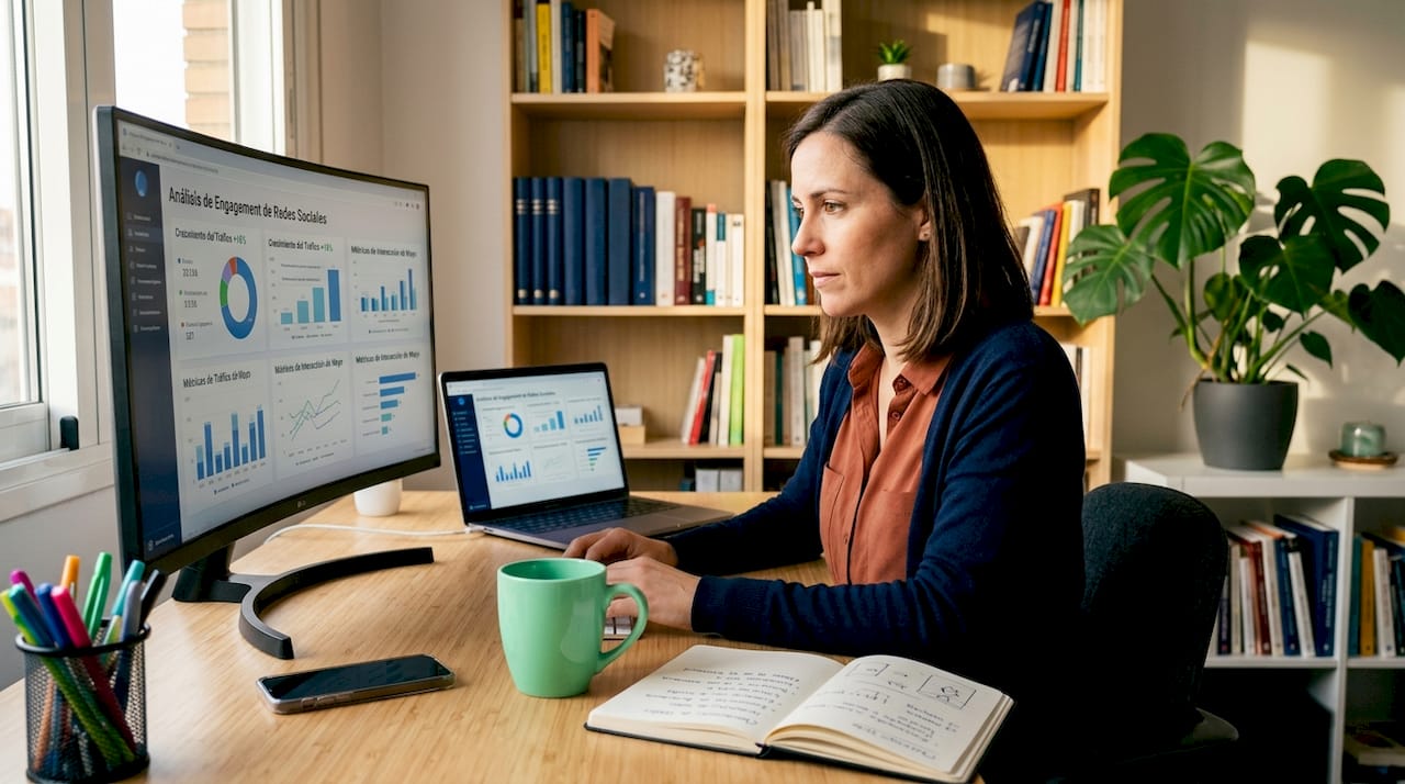 Profesional analizando indicadores de engagement en el entorno laboral