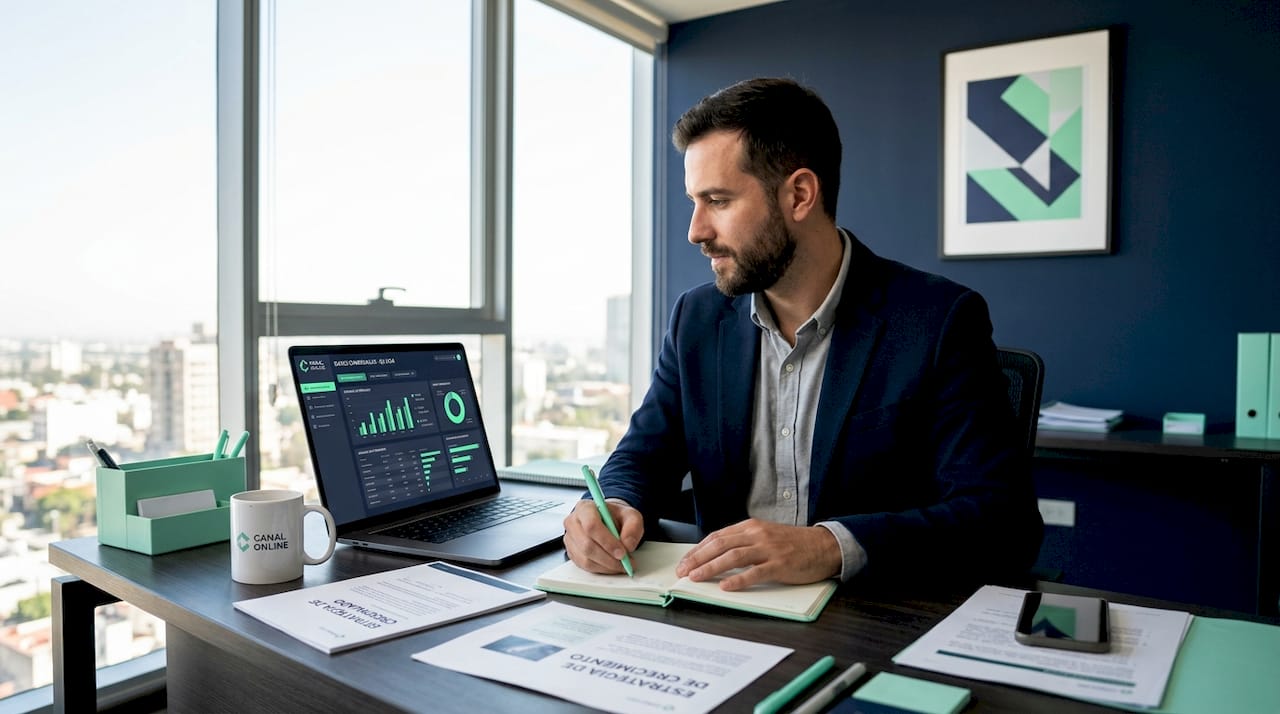 Especialista analizando los resultados de ventas en su puesto de trabajo