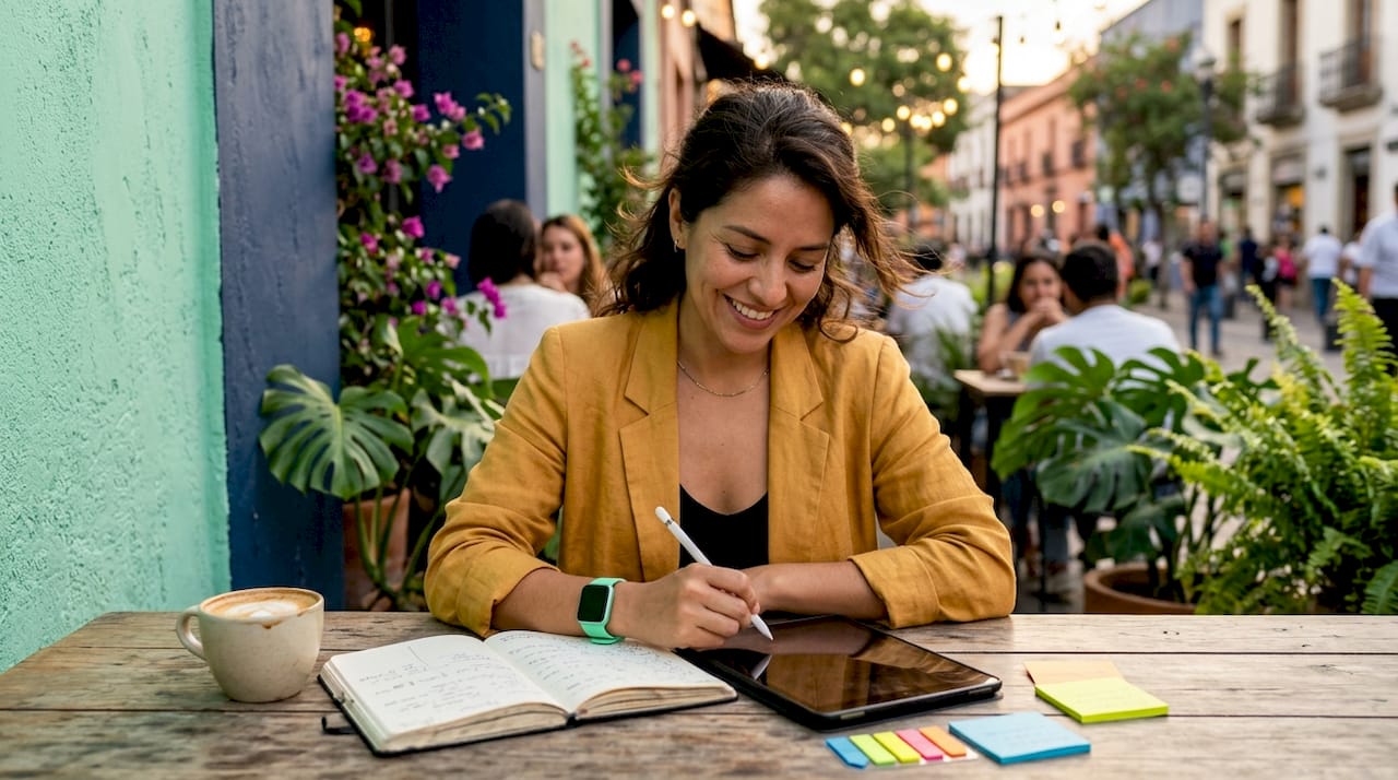 Profesional de marketing conversacional desarrollando su trabajo en un entorno de oficina