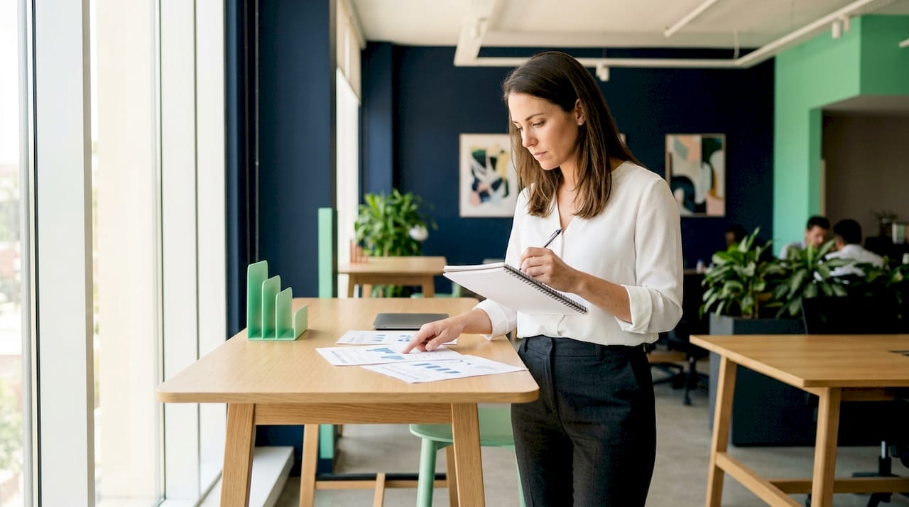 Mujer revisando los resultados de conversión en una estrategia digital