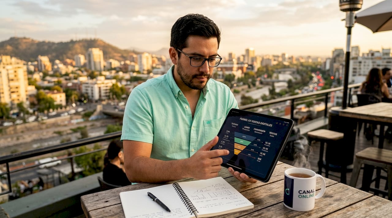 Especialista analizando las proyecciones de ventas digitales